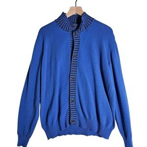 Malagrida Wool Blend Cardigan Sweater Men's‎ Sz XL Blue Contrast Edge